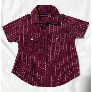 Boys Burgundy Button-Up